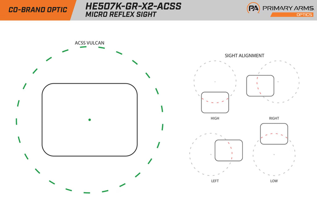 Holosun HE507K-GR-X2 Compact Pistol Red Dot Sight - Green ACSS® Vulcan® Dot Reticle